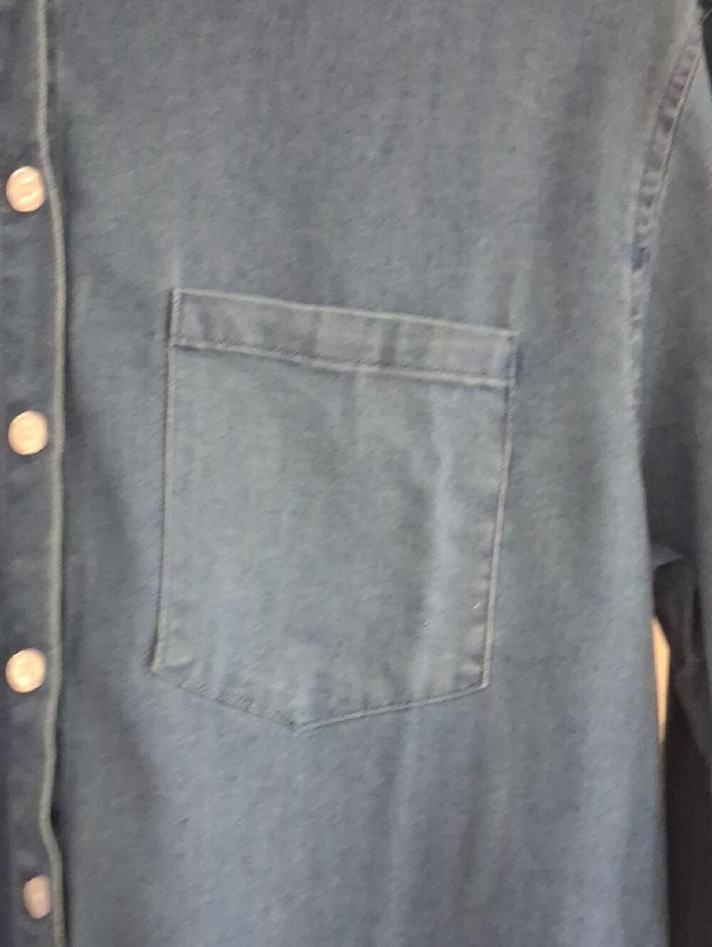 Relaxed Washed Denim Button-Down Shirt - Blue - Picture 4 of 7